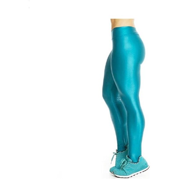 Women's Fashion Neon Stretch Skinny Shiny Spandex Leggings Pants - Picture 2 of 8